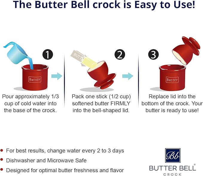 Butter Bell - The Original Butter Bell Crock by L. Tremain, French Ceramic Butter Dish, Café Matte Collection, Navy Matte