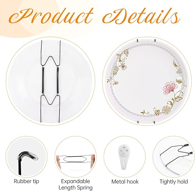 Bilillo Plate Hangers for The Wall, Suitable for 12''-16'' Decorative Plate,Invisible Heavy Duty Wire Plate Holder with Wall Hooks, Plate Hangers for Displaying Plates, Platter, Dish (Black)