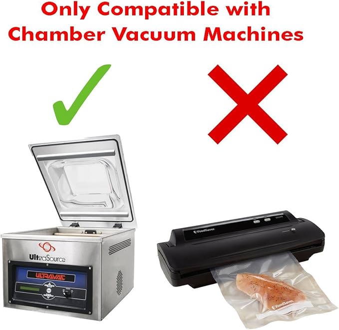 UltraSource - Chamber Machine Pouches 3 Mil Thickness, 10" x 30", Pack of 500 Vacuum Chamber Pouches, BPA-Free Pre-Cut Chamber Vacuum Sealer Bags with tear notch