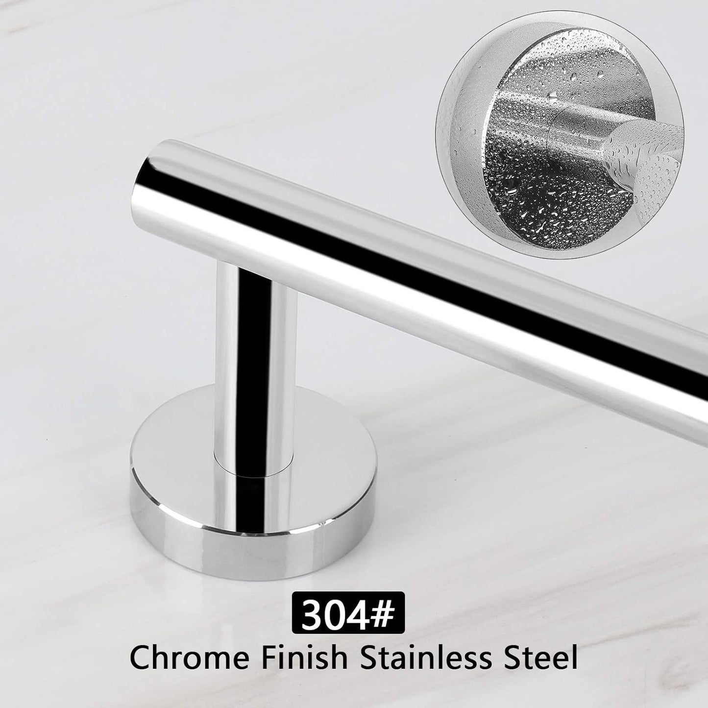NearMoon Bath Towel Bar, Bath Accessories Thicken Stainless Steel Shower Towel Rack for Bathroom, Towel Holder Wall Mounted (1 Pack, Chrome Finish, 12 Inch)