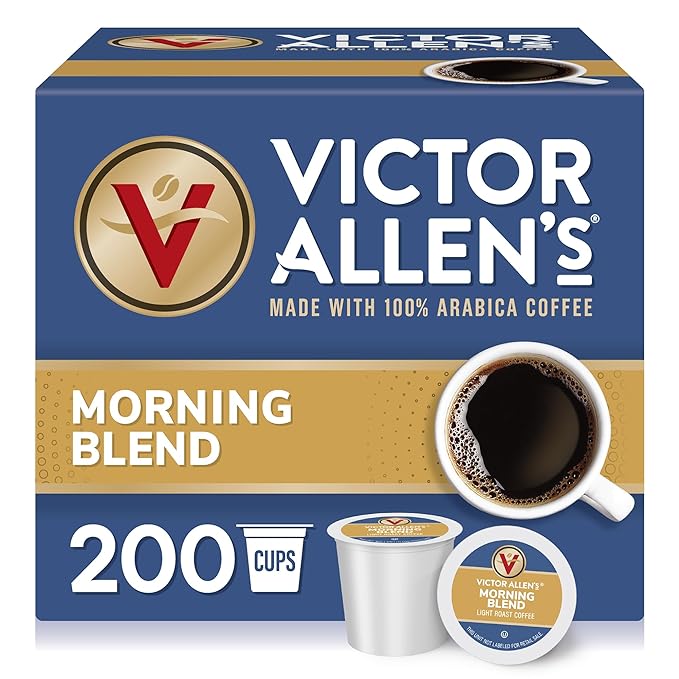 Victor Allen's Coffee Morning Blend, Light Roast, 200 Count, Single Serve Coffee Pods for Keurig K-Cup Brewers