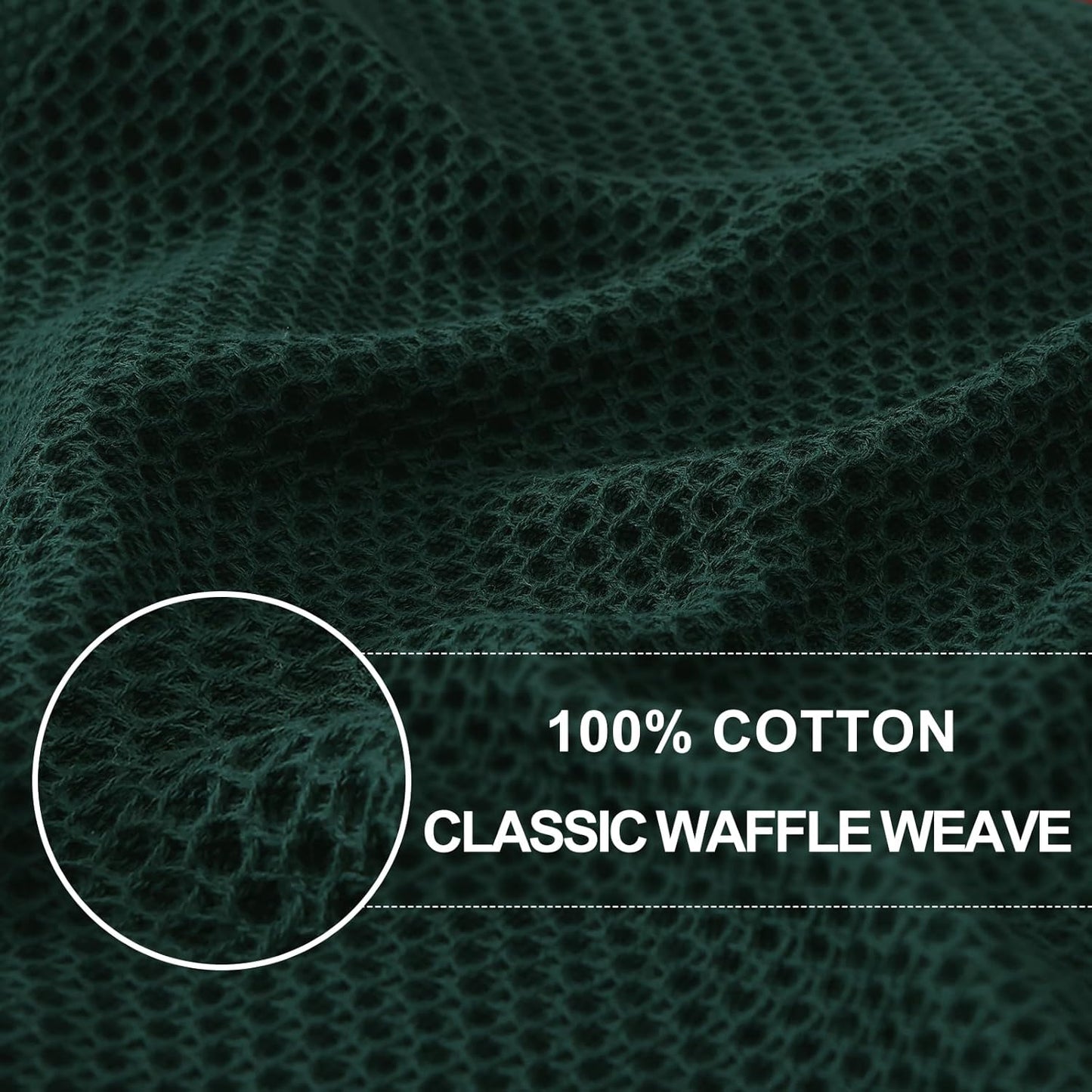 Homaxy 100% Cotton Waffle Weave Kitchen Dish Towels, Ultra Soft Absorbent Quick Drying Cleaning Towel, 13 x 28 Inches, 6-Pack, Blackish Green