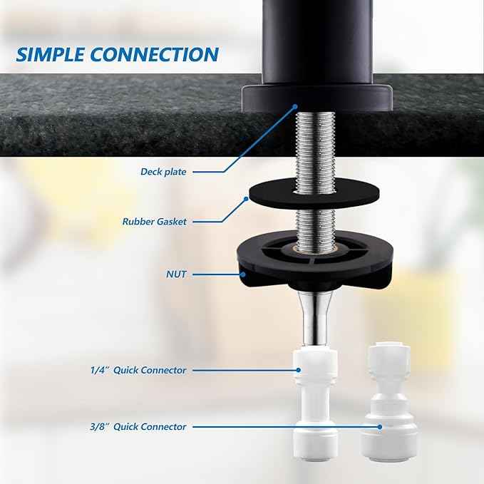 WEWE Matte Black Drinking Water Faucet Non Air Gap Stainless Steel Filtered Faucet for Kitchen Sink Reverse Osmosis System