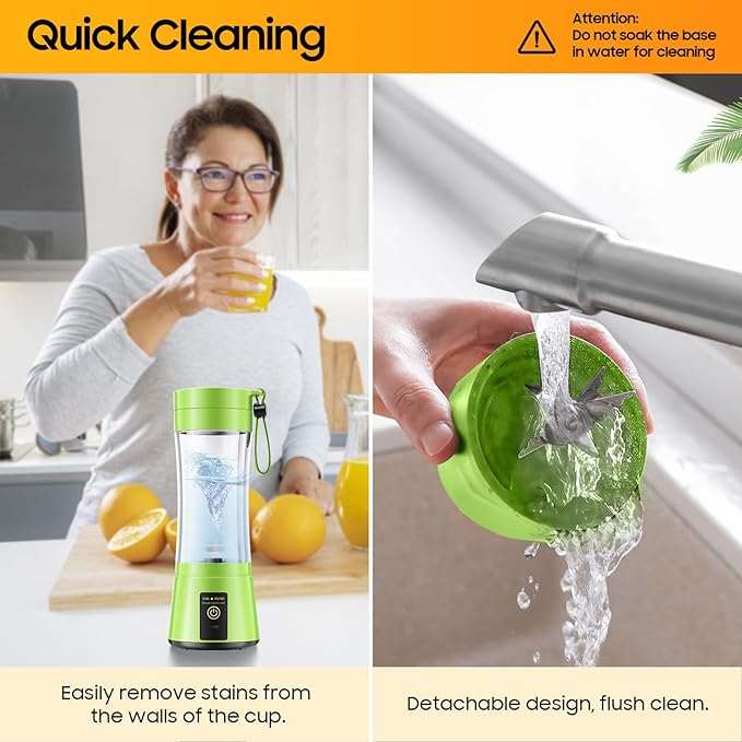 Portable Blender for Smoothies & Shakes - Cordless Personal Size Mini Blender with BAP Free Juice Cup, USB Rechargeable Suit for Sports/Picnic