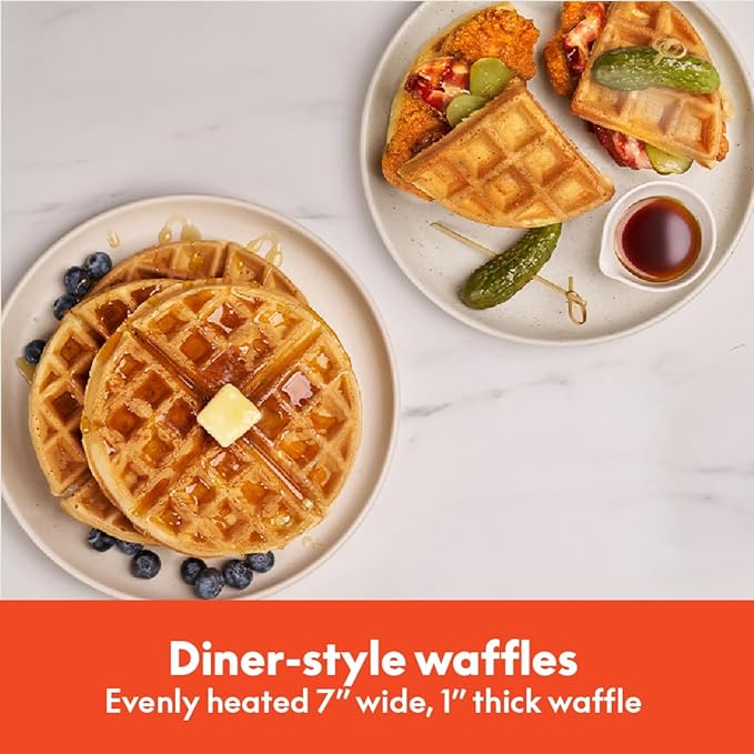 bella Flip-n-Store Waffle Maker, EverGood™ Ceramic Nonstick Coating, Fits-anywhere™ Kitchenware, Power Indicator Light & Touch Handle, 7” Wide & 1" Deep Plates, 1000 Watt, Plum