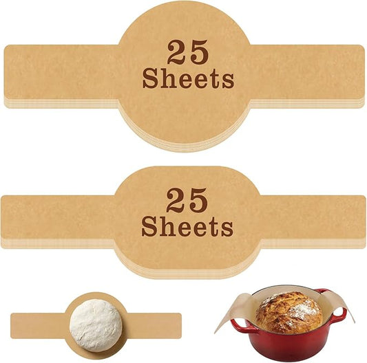 PLAPITATE Parchment Bread Sling for Dutch Oven, Non-Stick Unbleached Bread Baking Mat, 50 Pcs Disposable Bread Sling for Sourdough Tools ＆ Accessories (Oval and Round)