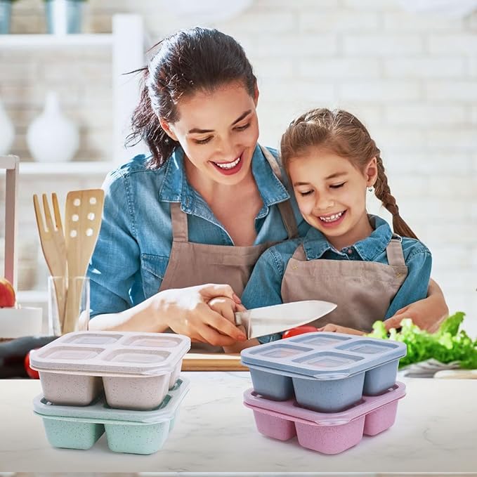 LCHLZZ 20 Pack Snack Containers, 4 Compartments Reusable Bento Snack Box for Meal Prep, BPA Free Lunchable Containers, Divided Food Storage Containers for Work, Picnic, Microwave and Dishwasher Safe