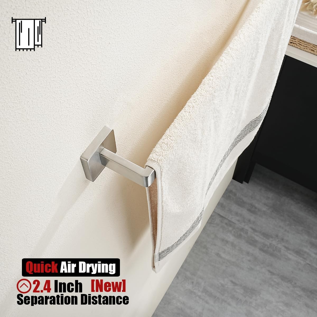 JQK Brushed Towel Bar, Rounded Edges 32.41 Inch Towel Rack, 304 Stainless Steel Bathroom Wall Mount, Useable Length 30 Inch, TB250L30-BN