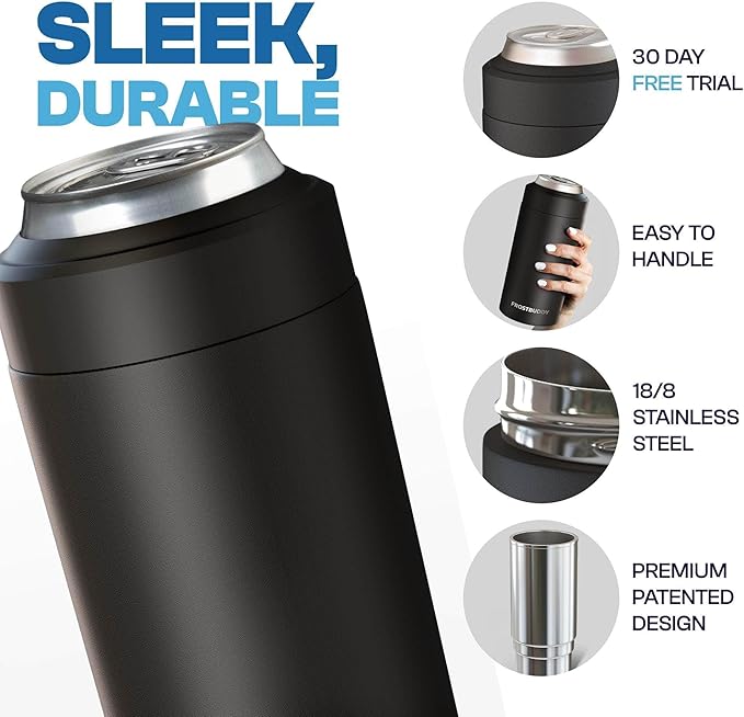Frost Buddy Universal Can Cooler - Fits all - Stainless Steel Can Cooler for 12 oz & 16 oz Regular or Slim Cans & Bottles - Stainless Steel (Real Tree Max7)