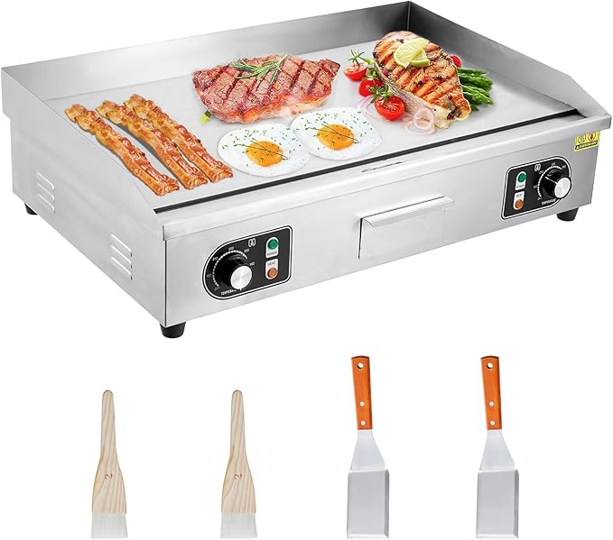 GarveeTech 14 in Electric Griddle for Perfect Cooking - Non-Stick Grill Plate, Adjustable Temperature Control 122°F-572°F, High Power 1600W, Commercial Grade, Easy Cleaning.