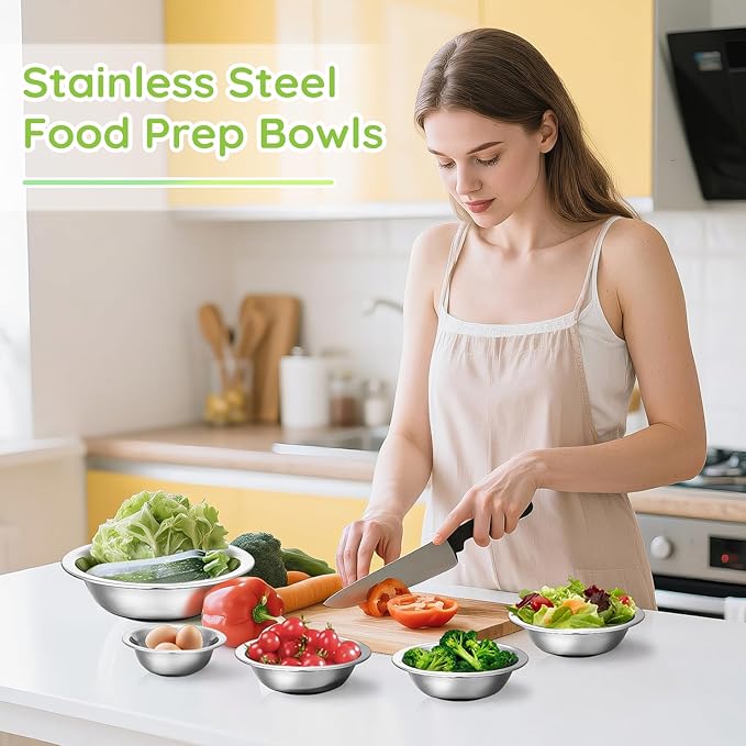 304(18/8) Stainless Steel Mixing Bowls for Kitchen, 4 Pack 5.5" Small Metal Mixing Cooking Bowls Set Stackable for Baking Serving Cooking Food Prep Storage Dishwasher Safe Lightweight