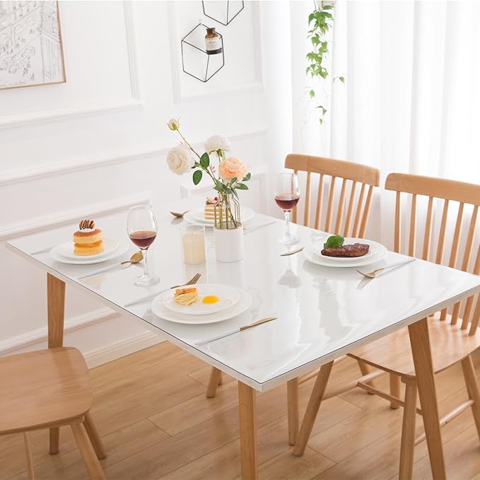 48 x 90 Inch Clear Table Cover Protector, Clear Table Protector for Dining Room Table, 1.5mm Plastic Table Cover, Waterproof Table Pad for Kitchen, Office