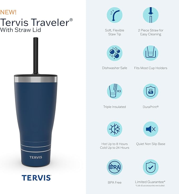 Tervis Traveler Alabama Crimson Tide - Night Game Triple Walled Insulated Tumbler Travel Cup Keeps Drinks Cold & Hot, 30oz with straw, Stainless Steel