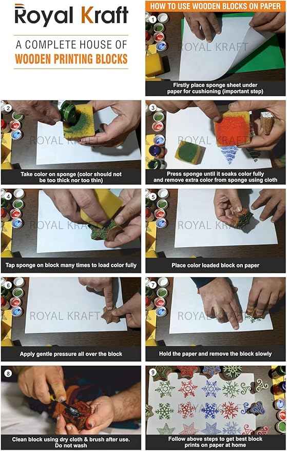 Royal Kraft Assorted Wooden Block Printing Stamps (Set of 10) Bulk01_10A