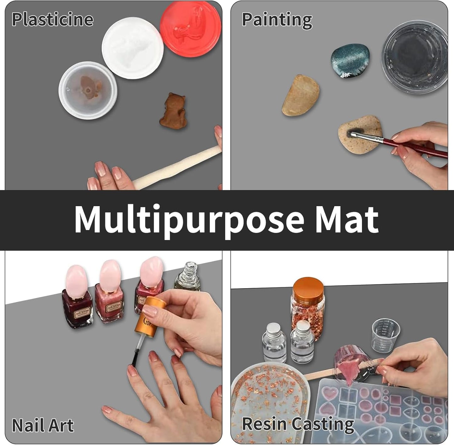 2MM Super Thick Large Silicone Mat, 23.6"x31.5", Non-Slip Heat Resistant, Thicken Kitchen Counter Mats, Waterproof Countertop Protector for Craft (Light Gray)