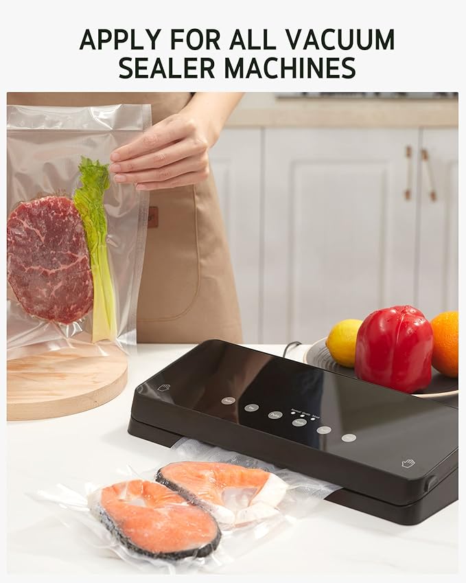 Syntus Vacuum Sealer Bags, 100 Gallon 11" x 16" and Quart 8" x 12" Commercial Grade PreCut Bag, BPA Free Food Vac Bags for Storage, Meal Prep or Sous Vide