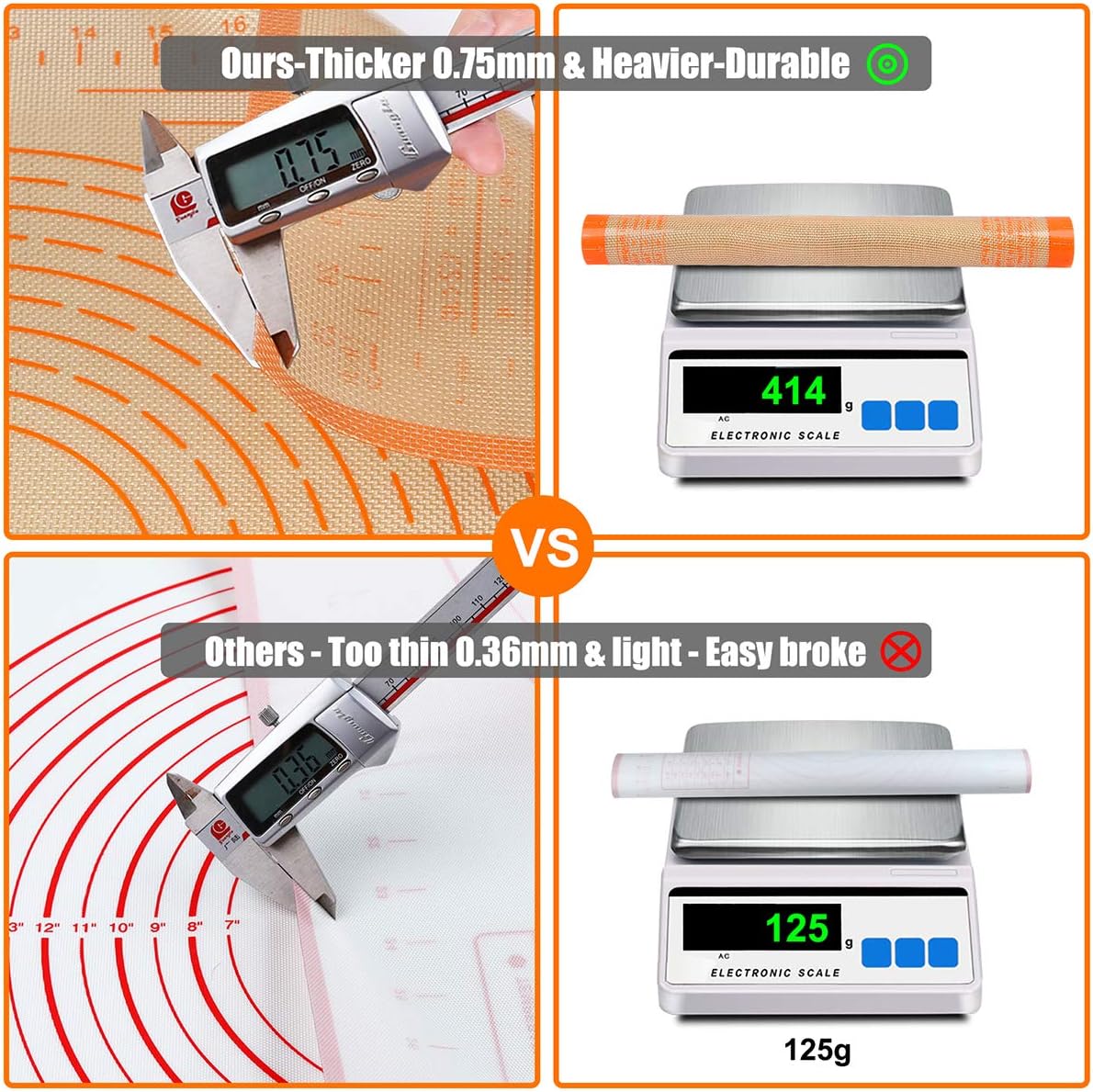 Non-slip Silicone Pastry Mat 36''By 24'' Nonstick Baking Mats Extra Large Counter Mat for Dough Rolling, Pastry, Pie Crust, Fondant, Cookies, Bread, Pasta, Pizza Mat