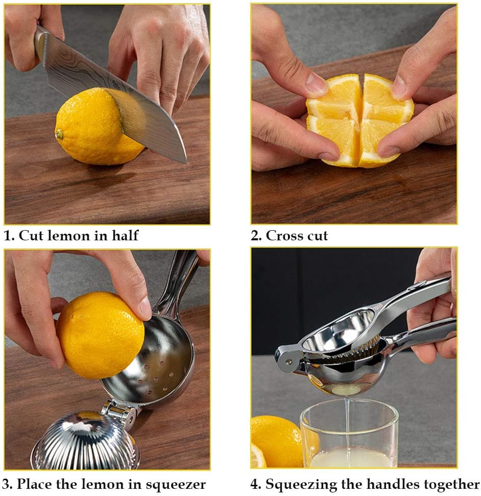 Lemon Squeezer, Lemon Squeezer Juicer, Citrus Juicer Handheld, Metal Lemon Hand Press, Lime Squeezer Bar Tool, Manual Citrus Press w/Stainless Steel Zester