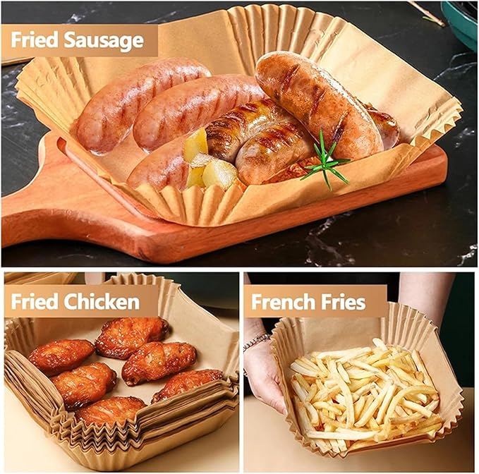 Large Air Fryer Disposable Paper Liners Nonstick 23cm Oven Airfryer Parchment Baking Paper ，Compatible For Ninja，Compatible For COSORI ，Grill Cooking Basket(20cm round,200 Pcs)