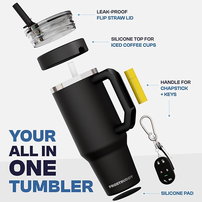 Thicc Buddy - 40 oz Stainless Steel Vacuum Insulated Tumbler with Lid and Straw for Water - Travel Mug Cupholder Friendly - Gifts for Women Men Him Her (Silver Sleigh)