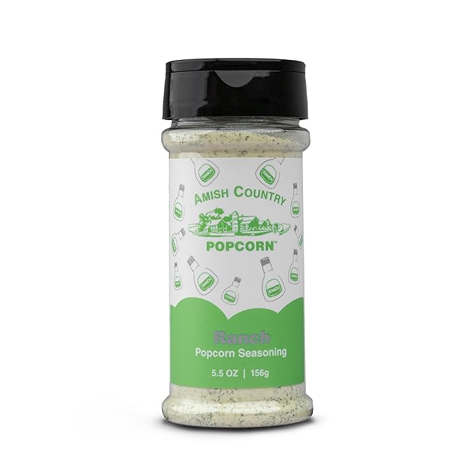 Amish Country Popcorn | Seasoning Variety Pack | 5 Bottles | Ballpark Buttersalt, Cheddar Cheese, White Cheddar, Ranch, Sour Cream and Onion | Old Fashioned, Non-GMO and Gluten Free