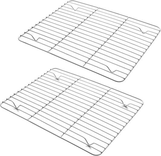 TeamFar Cooling Rack, 11.7” x 9” Stainless Steel Wire Baking Rack for Cooking Roasting Grilling, Fit for Oven Pan, Oven & Dishwasher Safe, Non-toxic & Heavy-Duty, 2PCS