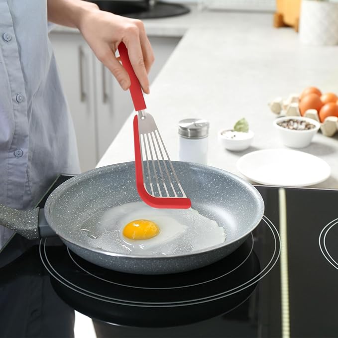 uxcell Silicone Fish Spatulas with Handle Kitchen Cooking Spatula for Egg, Fish, Pancakes Blue