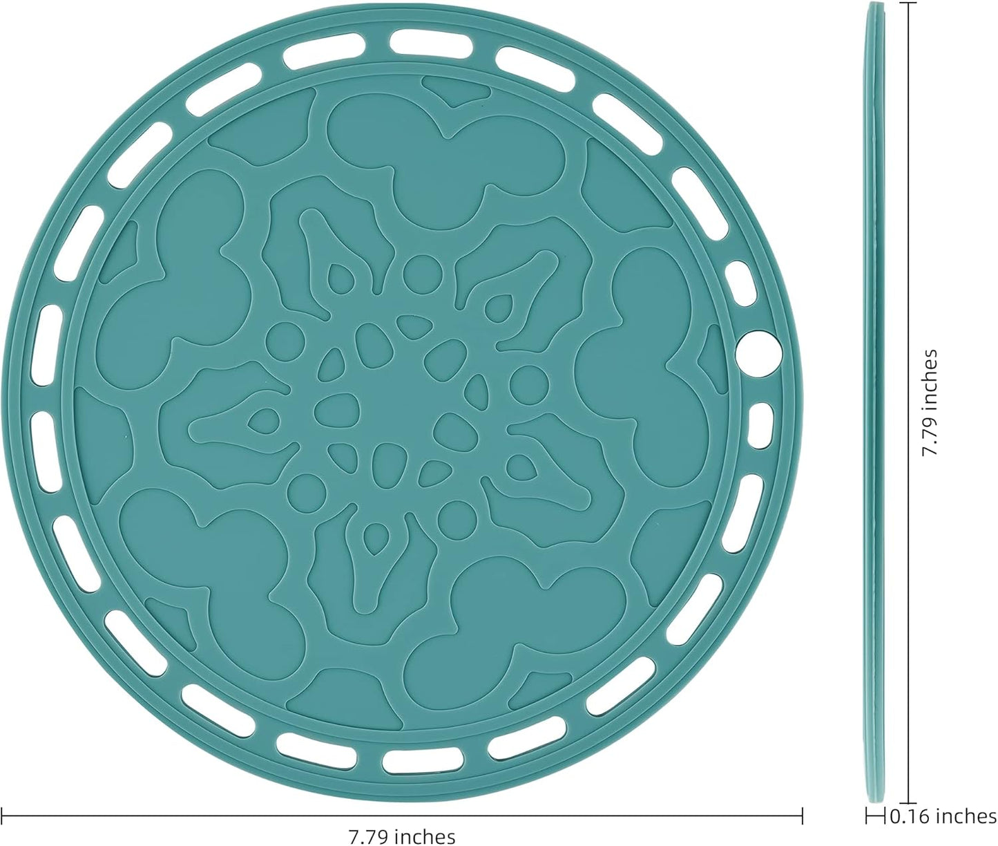 Smithcraft Silicone Trivets - Big Round Mats and Pot Holders for Hot Dishes and Pots, Countertops, Tables, Spoon Rest - Set of 3 Blue