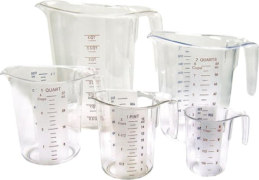 Winco 5-Piece Measuring Cup Set, Polycarbonate, Clear