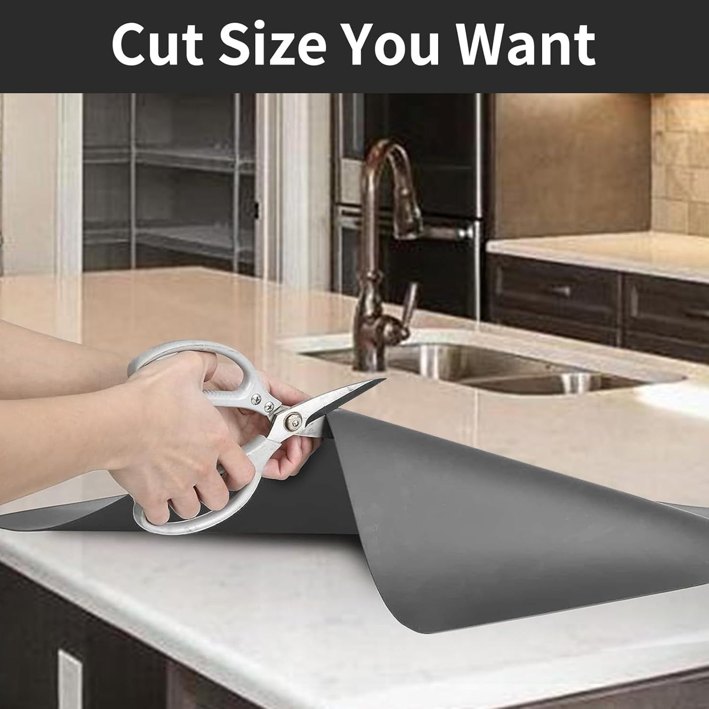 Super Large Silicone Mat, 120"x24" Silicone Mats for Kitchen Counter, Non-Slip Heat Resistant Mat,Thicken Kitchen Counter Mat, Waterproof Countertop Protector for Craft (Light Grey)