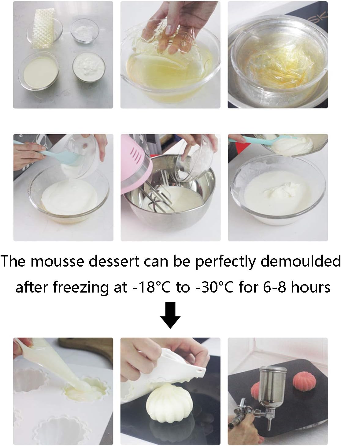 OCPO KITCHEN Bubble Silicone Baking Mold, Silicone Candle Mold, French Dessert Molds for Mousse Cake Pastry Chocolate Pudding Jelly Cheesecake Ice Cream, Cube Shape (6-Cavity)