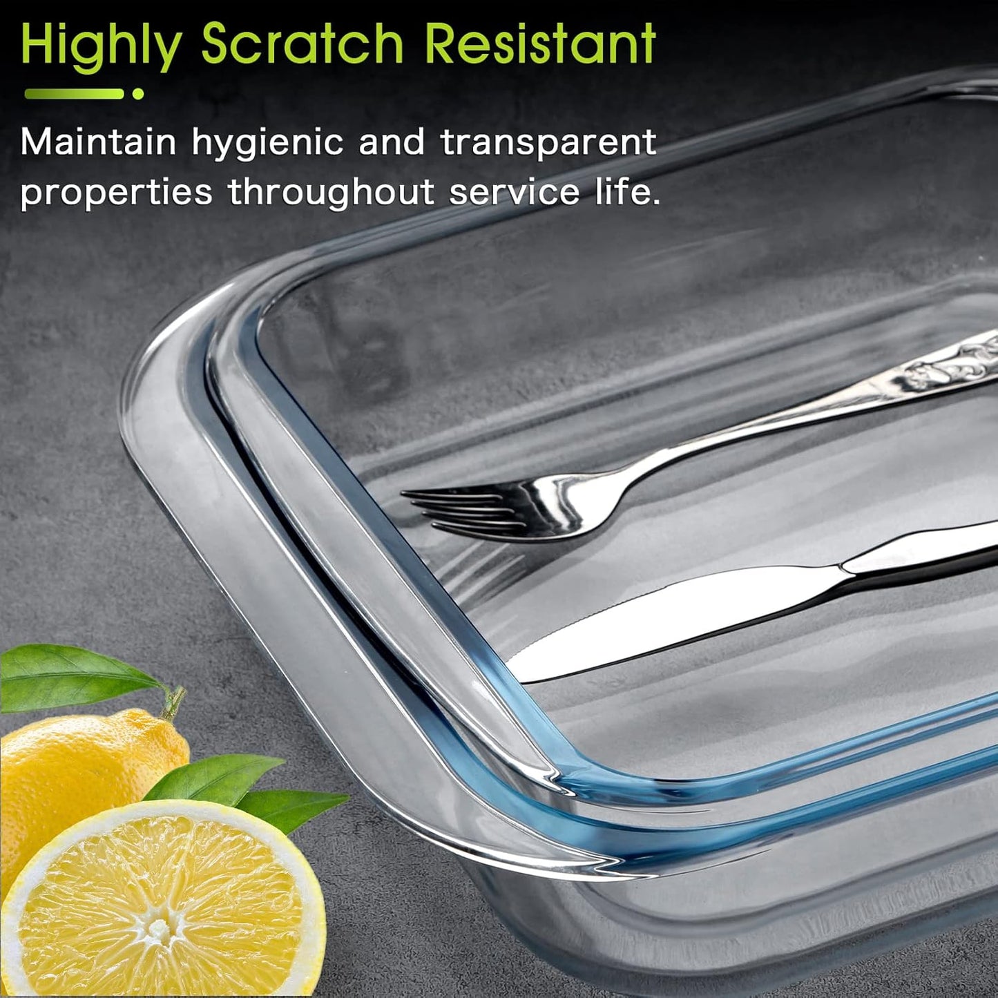 NUTRIUPS (1.7QT+2.4QT) Square Glass Baking Dish Set,2 Piece Square Glass Baking Pan (8.2x8.2 & 9x9 Inches)