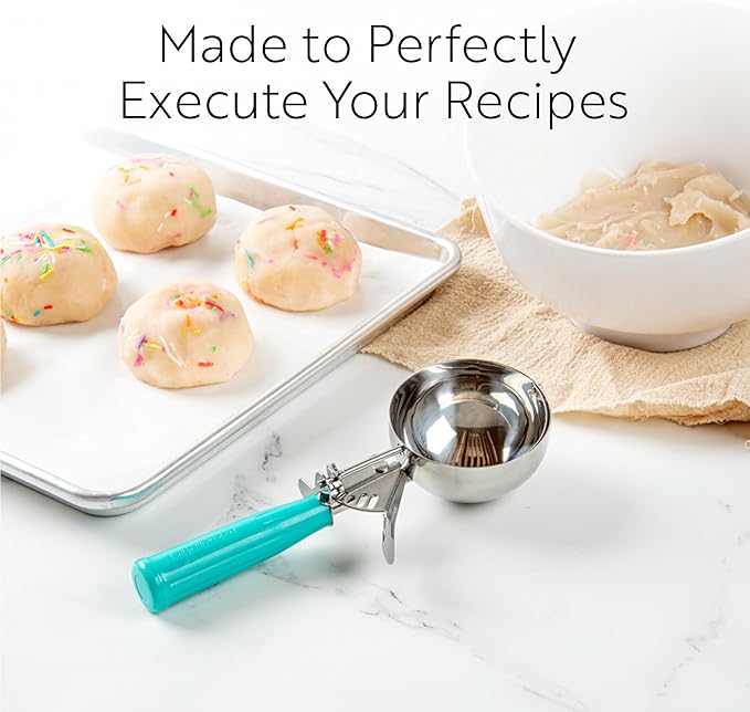 Restaurantware 0.86 Ounce Portion Scoop, 1 Trigger Release Stainless Steel Cookie Scoop - With Orchid Handle, Stainless Steel Disher, For Portion Control, Cookie Dough, Cupcake Batter, Or Ice Cream