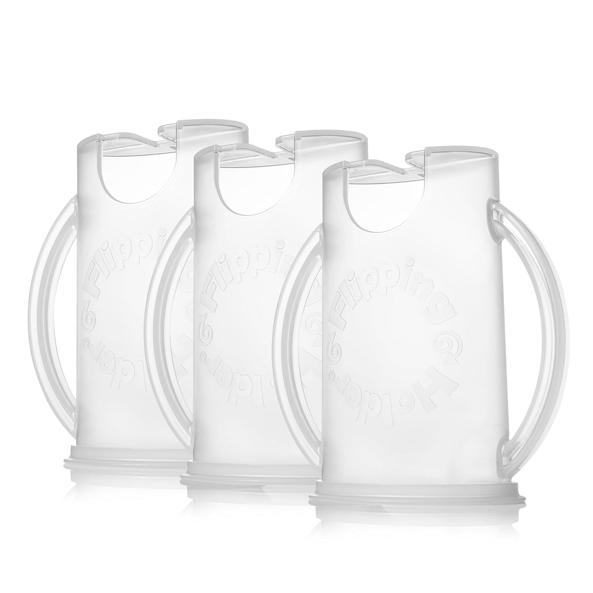 Squeeze Proof Food Pouch Holder for Toddlers, Babies, Kids, Mess Free No Squeeze Juice Box Drink Holder with Easy Grip Handles and Lid - Made in USA (White 3 Pack)