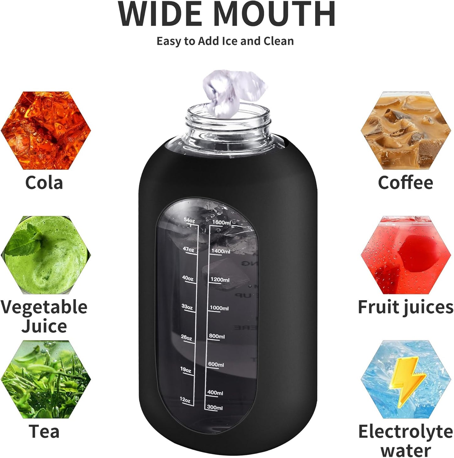 CIVAGO 32 oz Glass Water Bottle with Straw and Handle, Large Sports Motivational Water Bottle Flask with Time Marker and 2 Lids, Leakproof Water Jug Canteen with Silicone Sleeve for Gym,Blush