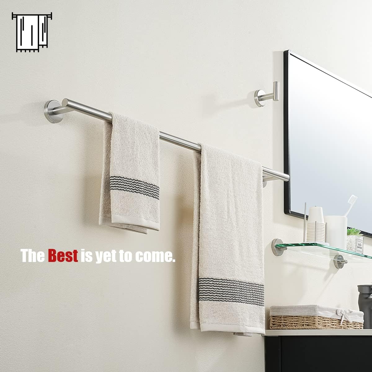 JQK Bath Towel Bar, 30 Inch 304 Stainless Steel Thicken 0.8mm Single Towel Rack for Bathroom, Towel Holder Brushed Finished Wall Mount, Useable Length 27 Inch, TB110L27-BN
