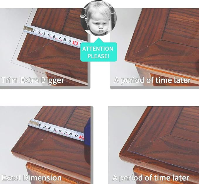 NECAUX Custom 40 x 56 Inch Clear Table Cover Protector, 1.5mm Thick Plastic Waterproof Heavy Duty Desk Pad Mat Non-Slip Tablecloth Protector for Coffee Table, Sofa Table, Media Stand, Countertop