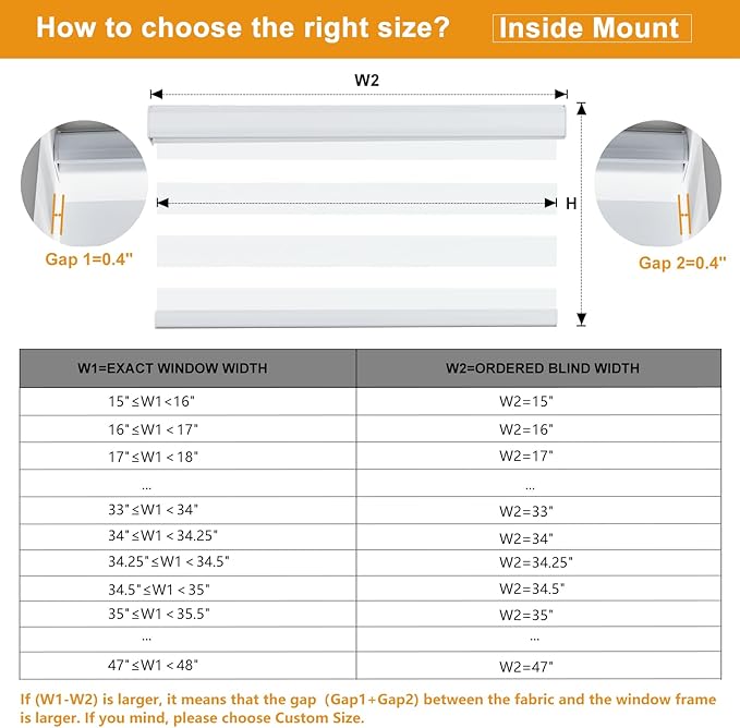 Persilux Cordless Zebra Blinds for Windows, Roller Shades for Windows (34.5" W x 64" H, White) Dual Layer Fabric for Day and Night,Room Darkening Shades for Home, Office, Bedroom and Living Room