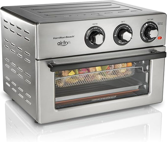 Hamilton Beach Toaster Oven Air Fryer Combo, Includes Bake, Broil, and Toast, Fits 12” Pizza, 1800 Watts, 6 Cooking Modes, Stainless Steel