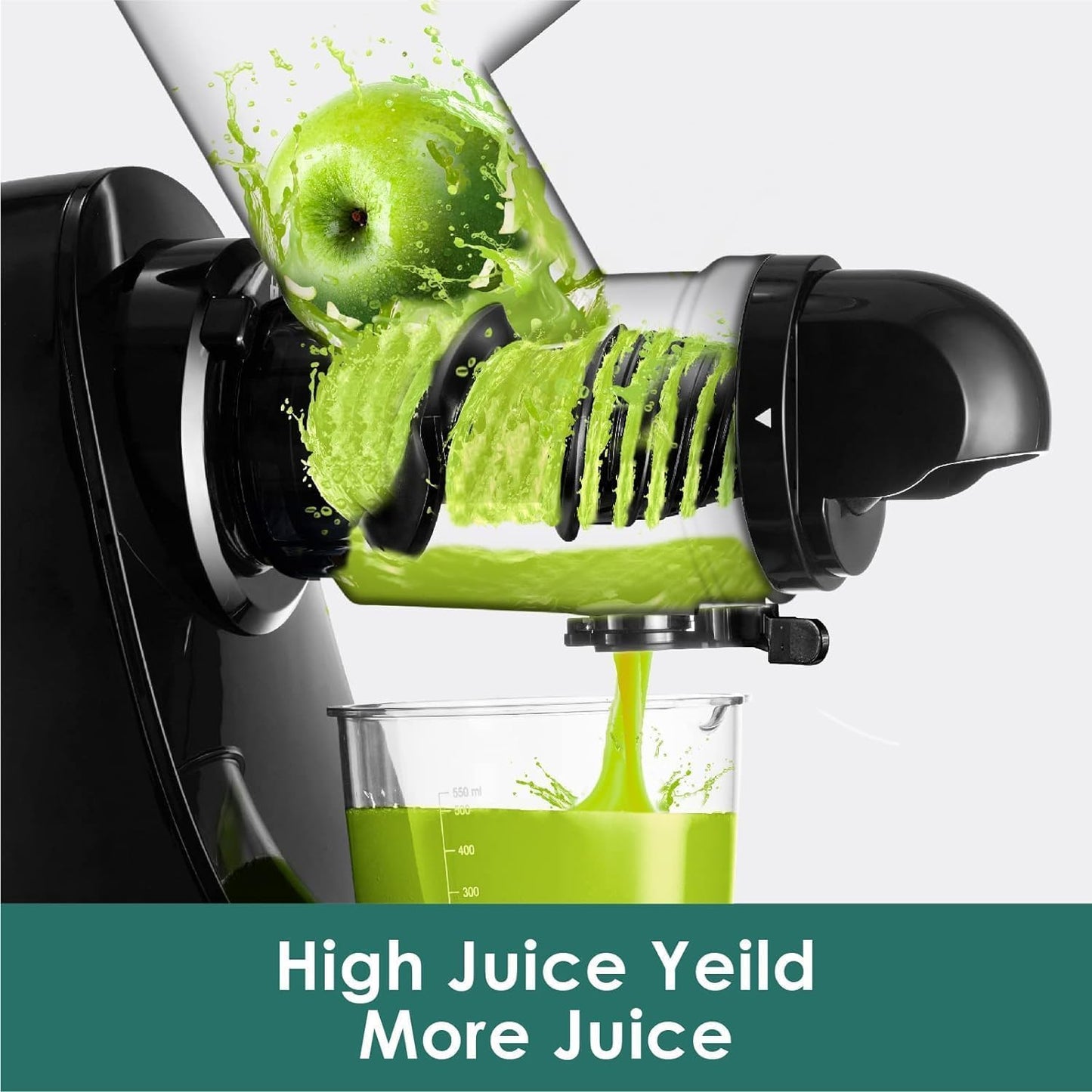 Juicer Machines, Cold Press Juicer, BPA Free Masticating Juicer Machines Vegetable and Fruit, 3-Inch Wide Feeding Chute, Easy to Clean,Quiet and Strong DC Power, 200W(Black)