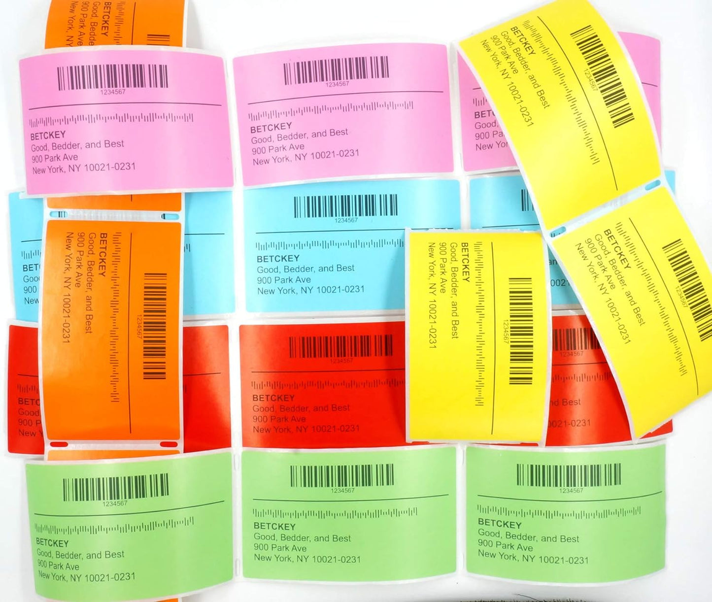 BETCKEY - 3" x 5" Multipurpose & Large Shipping Labels Compatible with Zebra & Rollo Label Printer,Premium Adhesive & Perforated[Orange, 6 Rolls, 2100 Labels]