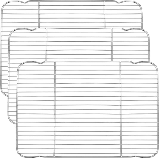Baking Cooling Rack Set of 3, P&P CHEF Stainless Steel Cooking Roasting Drying Wire Racks, 16.6” x 11.6” Inches to Fit Half Sheet Pan, Non-toxic & Durable, Oven & Dishwasher Safe