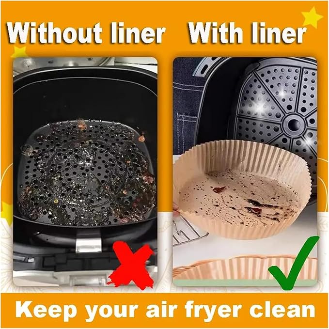 Large Air Fryer Disposable Paper Liners Nonstick 23cm Oven Airfryer Parchment Baking Paper ，Compatible For Ninja，Compatible For COSORI ，Grill Cooking Basket(23cm round,100 Pcs)