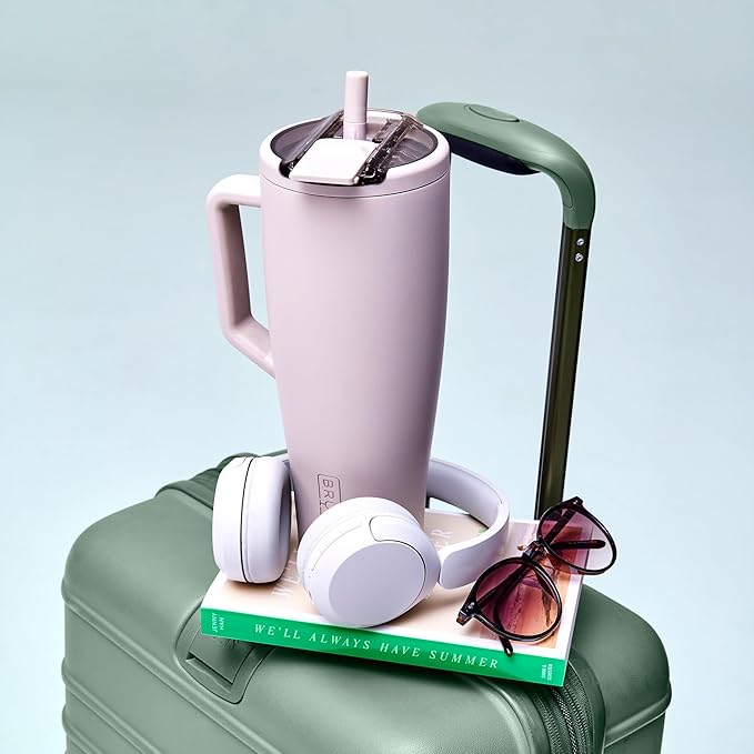 BrüMate Era Flip 30oz Tumbler with 100% Leakproof Covered Straw Lid | Hygienic Covered Straw | Insulated Stainless Steel Water Bottle with Handle | Cup Holder Friendly | BPA-Free (Lilac Dusk)