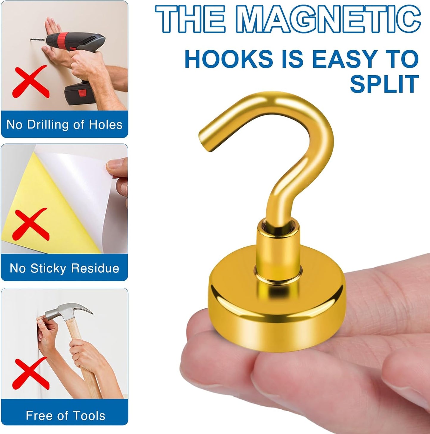 LOVIMAG Magnetic Hooks for Cruise Cabins, 150Lbs Cruise Magnets, Yellow Magnetic Hooks Heavy Duty for Hanging, Refrigerator, Grill-4 Pack