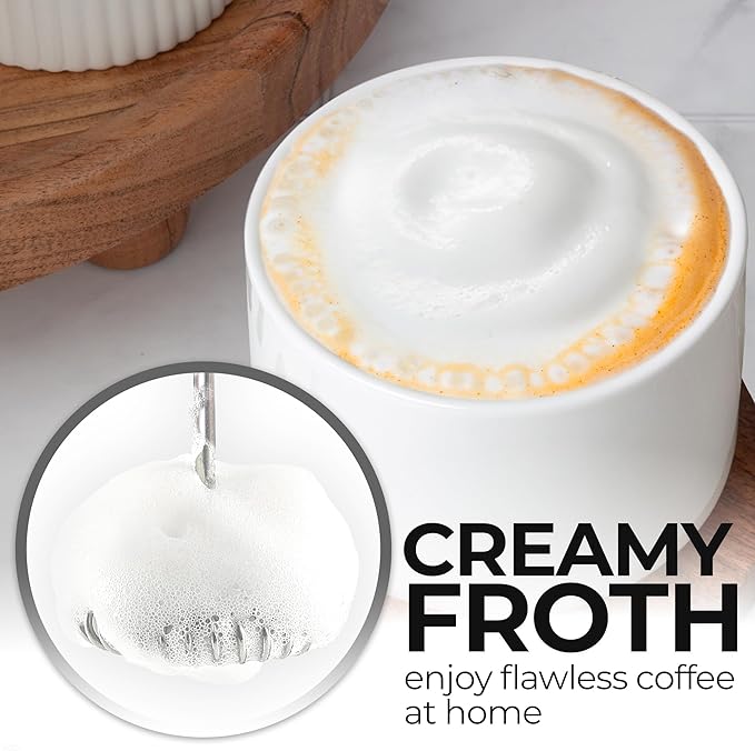 Zulay Kitchen Rechargeable Milk Frother - Dynamic - 3 Speeds, 3 Whisk Attachments, 500 mAh USB Charging, Drink Mixer For Latte, Cappuccino, Matcha, Protein Powder, Coffee Foam - Cream Copper