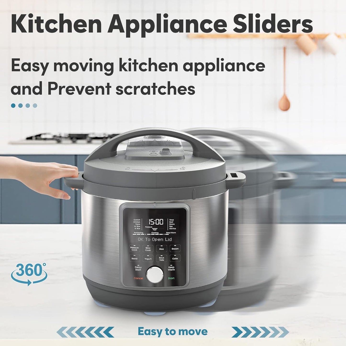 Appliance Sliders for Kitchen 24 PCS Self-adhesive Small Kitchen Finds Appliance Slider Hacks Easy to MovIing & Space Saving Must Have Home Gadgets Mixer Accessories for Countertop
