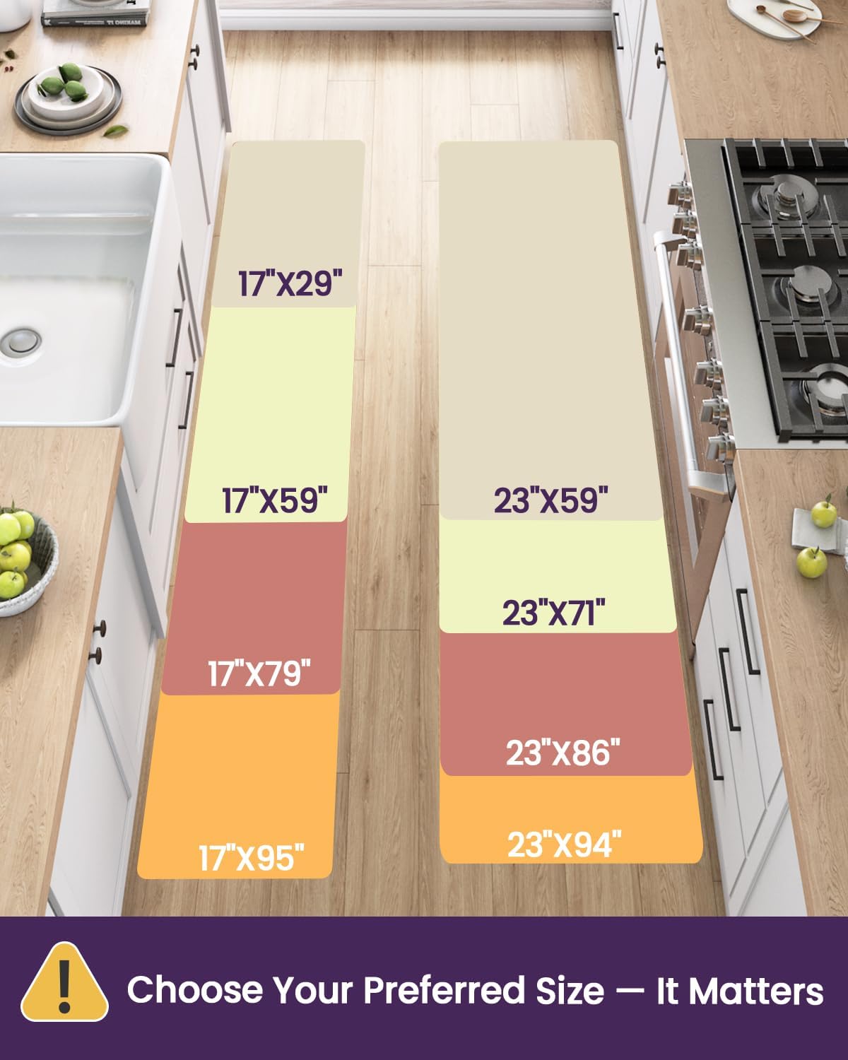 DEXI Kitchen Floor Mats Cushioned Anti Fatigue, 23x94, Large Long Standing Runner Rug Waterproof, Comfort Memory Foam Padded for Front Sink Laundry, Grey