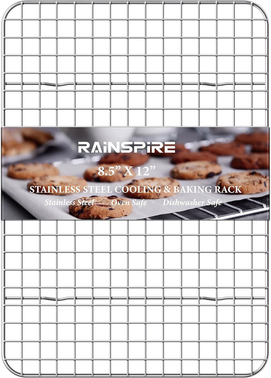 Rainspire Cooling Rack Stainless Steel, Heavy Duty Cooling Racks for Cooking and Baking, Oven Safe Wire Rack for Cooking, Baking Rack for Oven Cooking Fits Quarter Sheet Pan, 8.5" x 12", 1-Pack