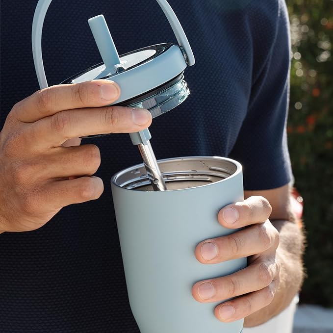 BrüMate Resa 25oz 100% Leakproof Travel Tumbler with Handle & Straw | Flexible SoftSip Straw | Silicone Sleeve for Durability | Stainless Steel | Cup Holder & Travel Friendly Water Bottle | (Sage)